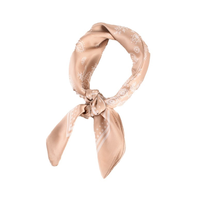 Vintage Paisley Flower Satin Plain Scarf  elegant styling.