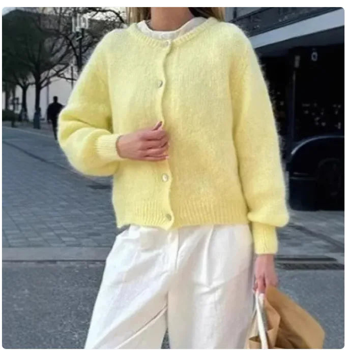 Round Neck Single-breasted Cardigan Sweaters Coat