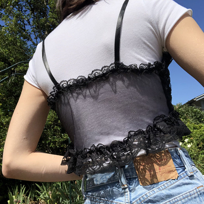 Lace Flower Perspective Band Edge Vest Sling