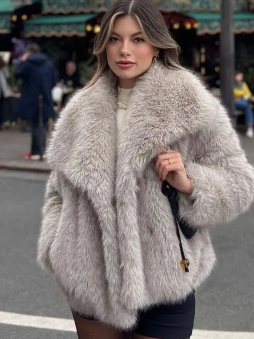 Plush Warm Thicken Fluffy Lapel Jacket