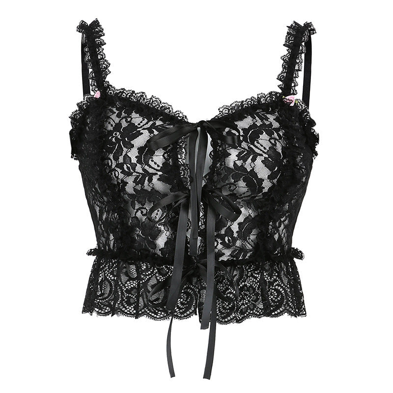 Lace Flower Perspective Band Edge Vest Sling