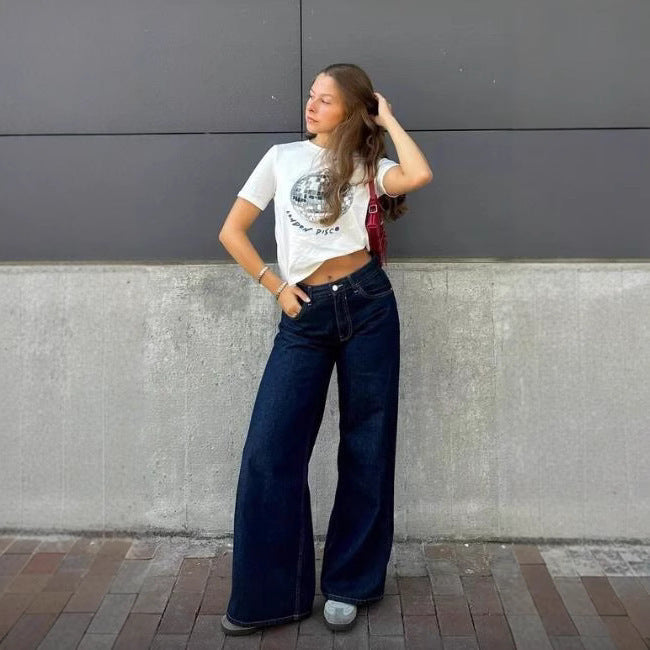 Early Autumn Mid Waist All-matching Straight Jeans