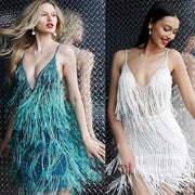 V-neck Suspender Fringe Dress Fashion Fringe Skirt