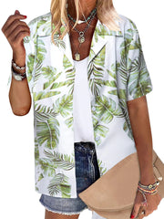 Womens Hawaiian Floral Button-Up Shirt