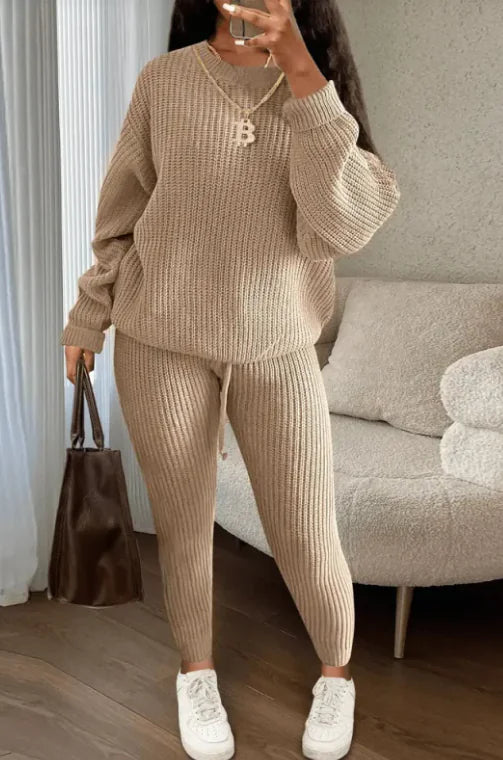 Womens Knitted Wool Suit Double-layer