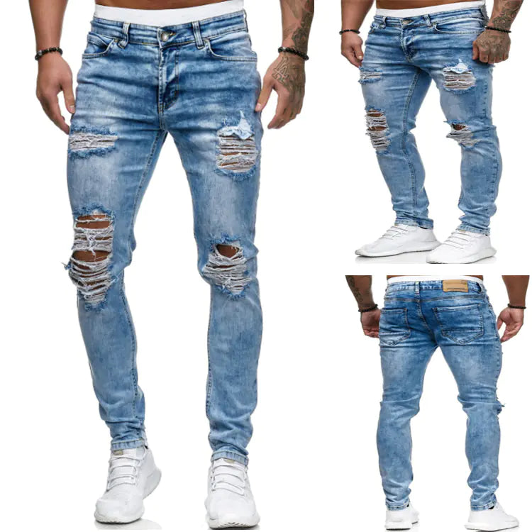 Shredded Stretch Straight Denim