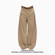 Retro Khaki Wide-leg Jeans Retro Khaki Machete Jeans  Women Wide-leg