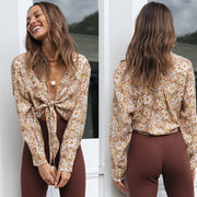 Womens Print Lace-Up Cardigan Shirt