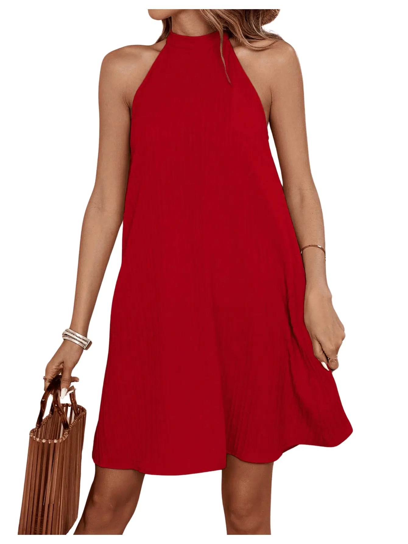 RoseSeek Women’s Halter A-Line Mini  Dress