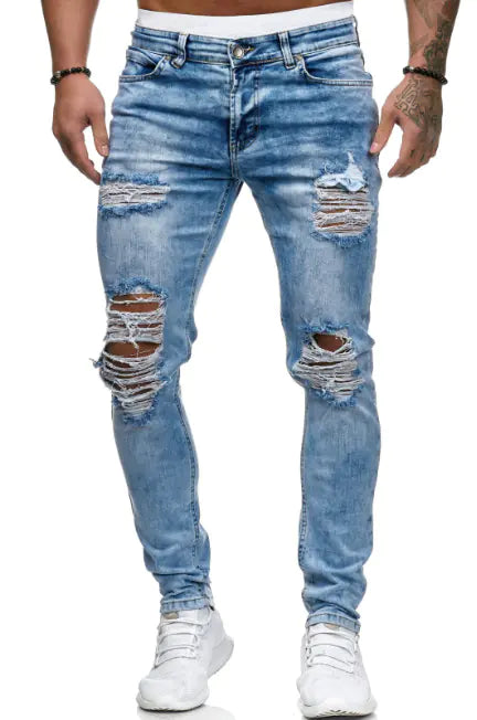 Shredded Stretch Straight Denim